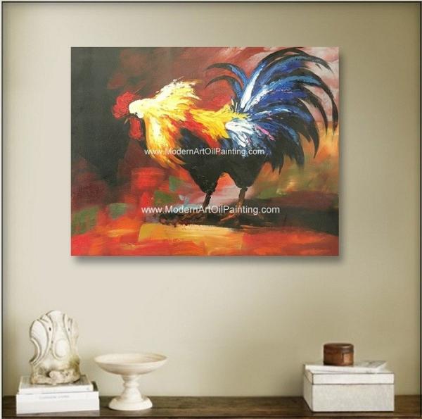 Decorative Palette Knife Animal Oil Painting Hand Painted Cock Canvas Art Painting