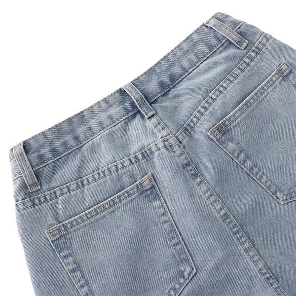 Подгонянная джинсовая ткань ретро мытья вышивки одежды джинсовой ткани женщины голубая замыкает накоротко