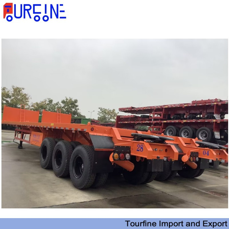 Super Link Flatbed Semi Trailer 3 Axle for 20FT and 40FT Container Transportation