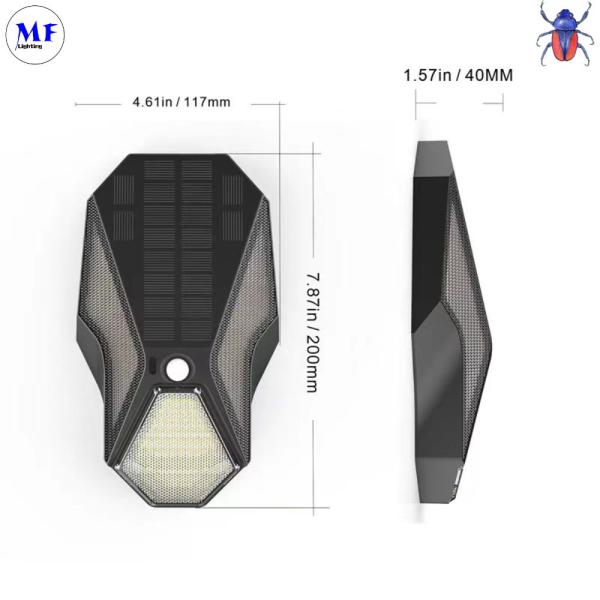 Lámpara solar de pared exterior IP65 de aluminio impermeable LED luz de pared con sensor PIR para VILLA PARK R JARDEN