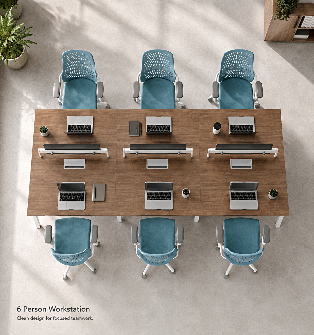Improve Workplace Productivity with 6 Person Open Space Office Workstation and Privacy Divider Panels