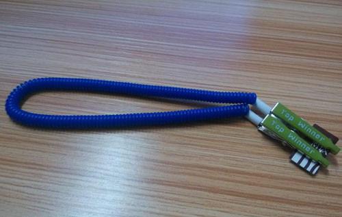 Dental bib clip made of top quality plastic spring 385mm blue color w/metal alligator clip