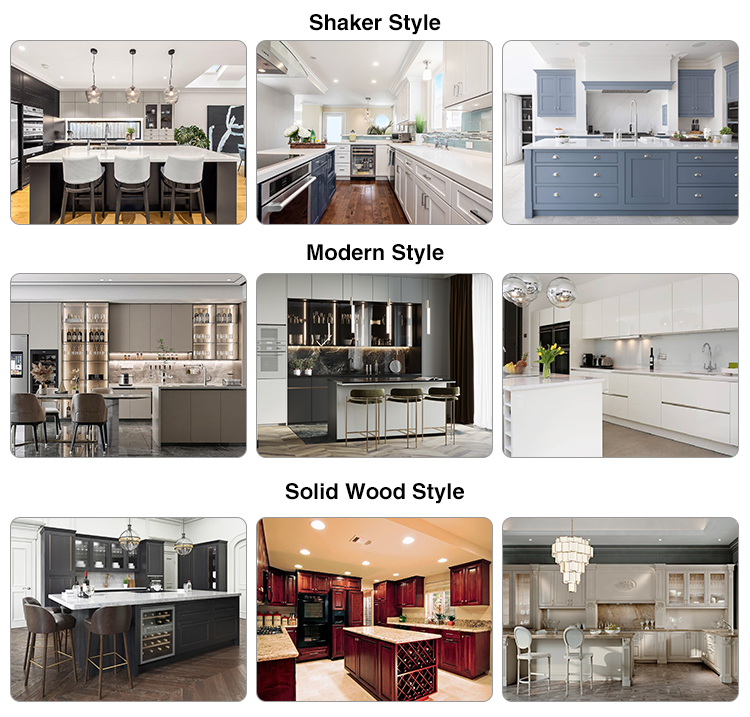 Waterproof Custom Kitchen Cabinets with Solid Wood Construction and Lacquer Coating