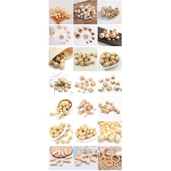 Eco-Friendly Solid Wood Bead for DIY Heart Necklace and Bracelets Chandelier Decor