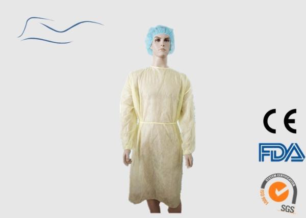 Hospital Vistors Use Yellow Isolation Gowns PP Plastic Material 20G