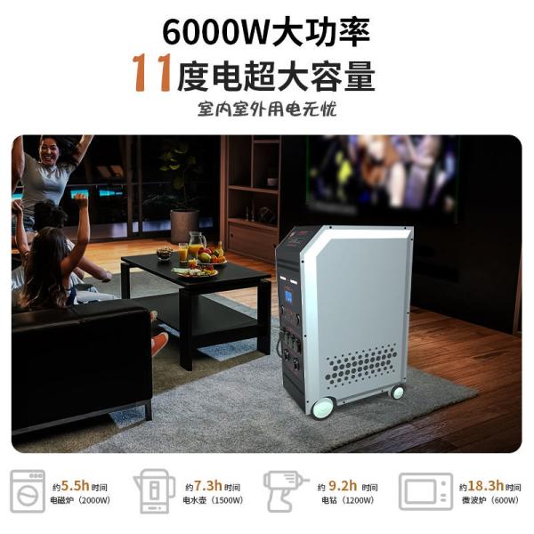 High Capacity 6000Wh Mobile EV Charger Power Supply 220V Output MPPT 3 Hours