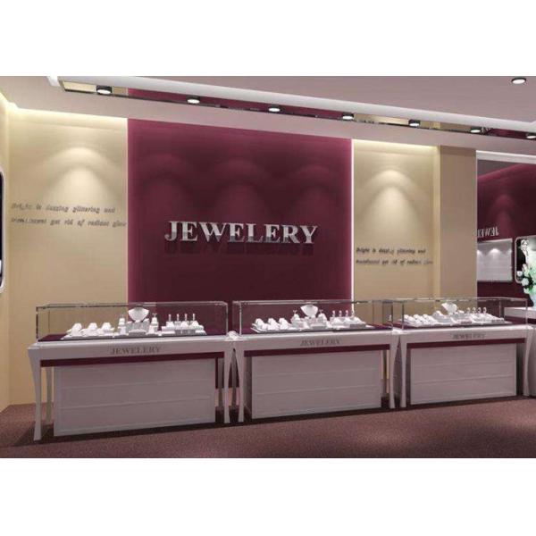 Wooden MDF + Tempered Glass Jewelry Display Cases With Light