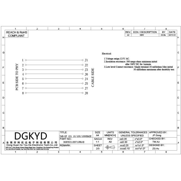 Одиночный гаван соединитель RJ45 PCB 8P8C женский CAT6 без трансформатора