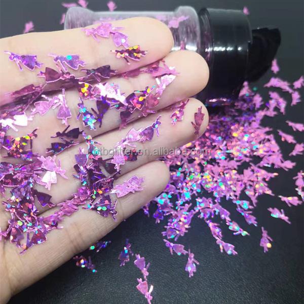 Dancing Girl Glitter Shaped DIY Manual Crystal Mud Filling Nail Art Flowers PET Occasion Wedding Party Home Decoration