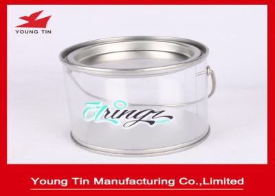Empty Round Candy Gift tins , Cylinder Color Printed sliver tin containers with lids