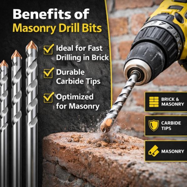 Tungsten Carbide Masonry Long Concrete Drill Bit  5mm Spiral Round Shank Stucco 5 8