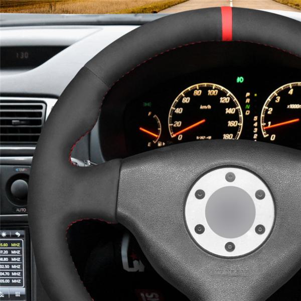 Hand Stitching Black Soft Suede Steering Wheel Cover for Mitsubishi Lancer Evolution EVO 4 5 6 1998 1999 2000 IV V VI