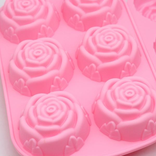 Forme de chocolat en forme de fleur de rose pour la décoration de gâteau en silicone cuisson en 3D rouge rose