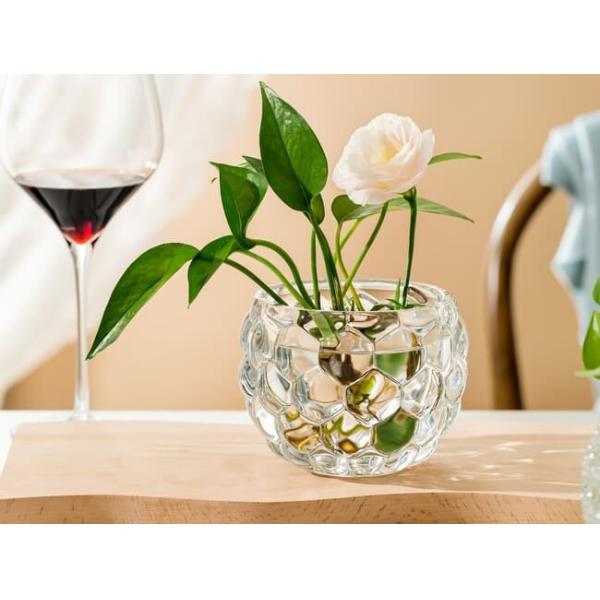 Pressed Bubble Ball Glass Vase 3.45 Inch Height Round Votive Candle Holder