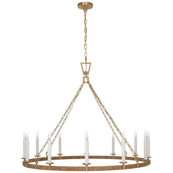Brass Body Adjustable Height Crystal Shade LED Pendant Lighting Chandelier for High Ceilings