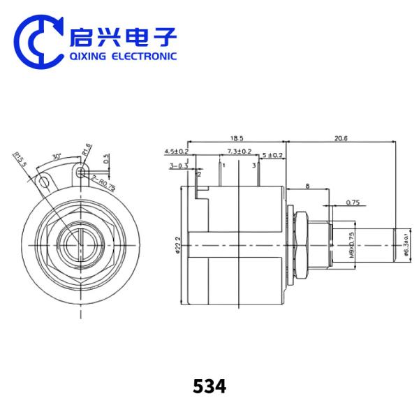 534 Multiturn Potentiometer Wirewound Potentiometer 10-Turn Potentiometer 2W Potentiometer
