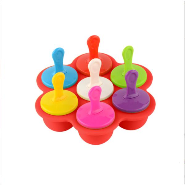 Food Grade Silicone Ice Mold 7 Hole Popsicle DIY Ice Cream Box Silicone Popsicle Mold