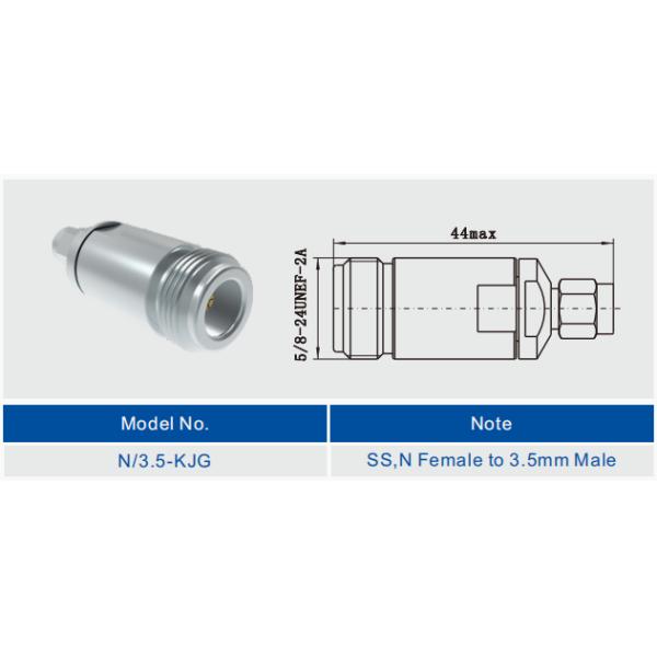 Straight N Female/Male To 3.5mm Wave Male / Female RF Coax Adapters With Stainless Steel Housing