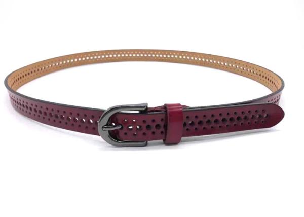120cm Women Skinny Belt With Round Hollow Alloy Buckle