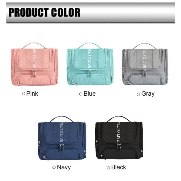 Gray Hanging Cosmetic Bag Makeup Organizer Travel Kit With Hook Bathroom Accessories