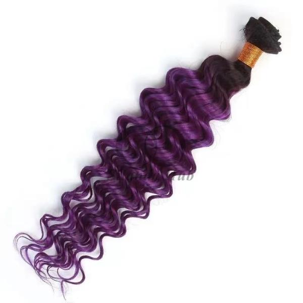 #T1B/Purple Deep Wave Remy Human Hair Bundles Sew In Weave Bundles Brazilian Bundle Deals