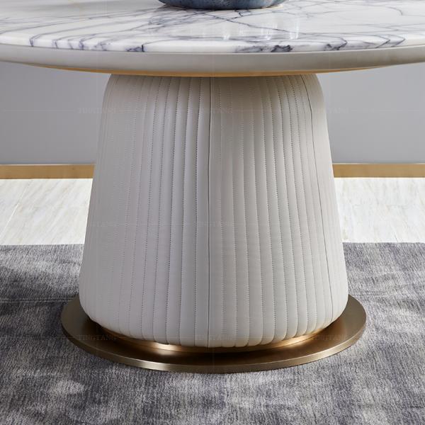 Table de salle à manger ronde de marbre blanche de ménage avec l'acier inoxydable de plaque tournante