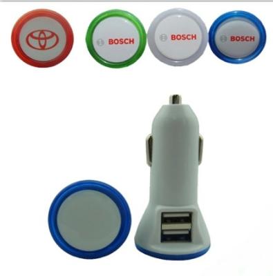 circle side dual USB mini car charger for iphone 4/IPHONE，IPHONE 3G/3GS，PDA，IPOD with CE