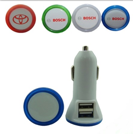 circle side dual USB mini car charger for iphone 4/IPHONE，IPHONE 3G/3GS，PDA，IPOD