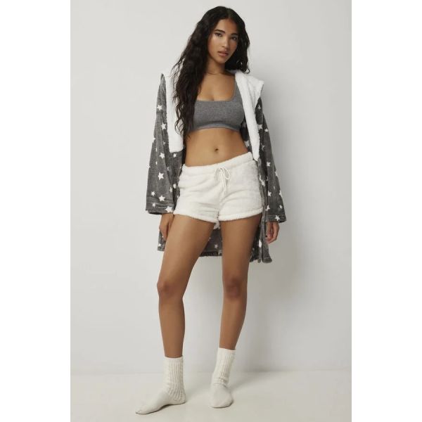 Cozy Home Vibes: Elastic Waist Flannel Pajama Shorts
