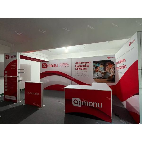 10x20ft SEG Light Box Exhibition Backdrop with Dye Sublimation Printing and Tool-Free Assembly