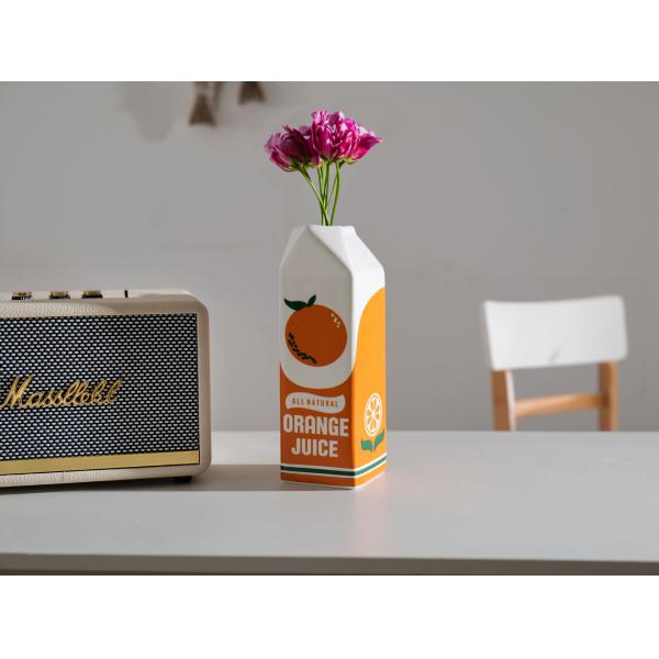 Modern Tabletop Vase for Hydroponic Flower Arrangement in Creative Orange Fruit Design