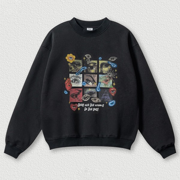 345G Oversize Vintage Art DTG Print Crewneck Sweatshirt | OEM ODM Custom Logo & Fabric Optional, Multiple Color Codes, Low MOQ