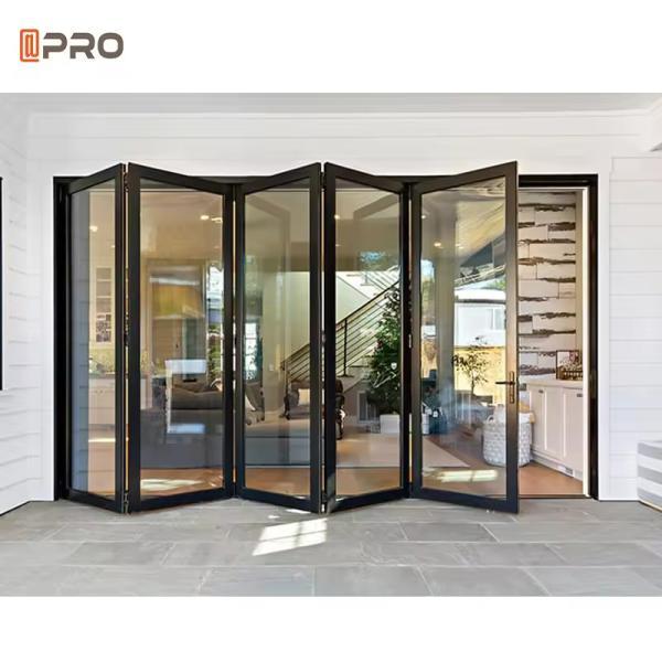 Balcony Aluminum Sliding Doors Glass Aluminum Door Entrance Folding Door Aluminium Bifold Patio With Mosquito Net For Ho