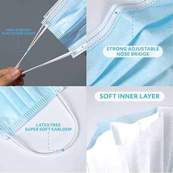 Ear Loop Disposable Medical Grade 3ply Disposable Face Mask ASTM Level 1
