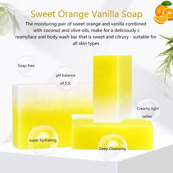 O banho orgânico do ODM ensaboa o sabão orgânico natural alaranjado doce da baunilha