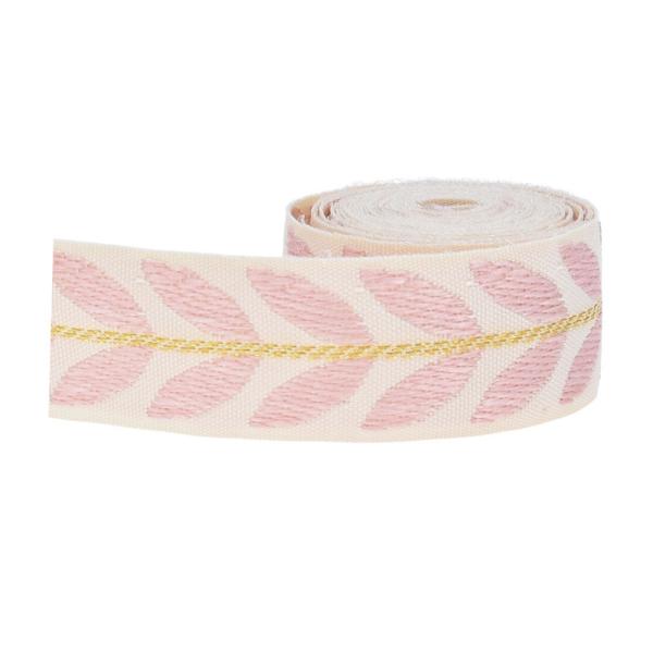 25mm*2y Jacquard Leaf Ribbon Eco Friendly Christmas Ribbon Wired