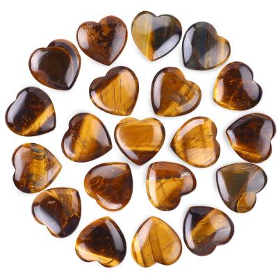 Home Decor 0.8 Inch Tigers Eye Heart Shaped Stone Smooth Polish