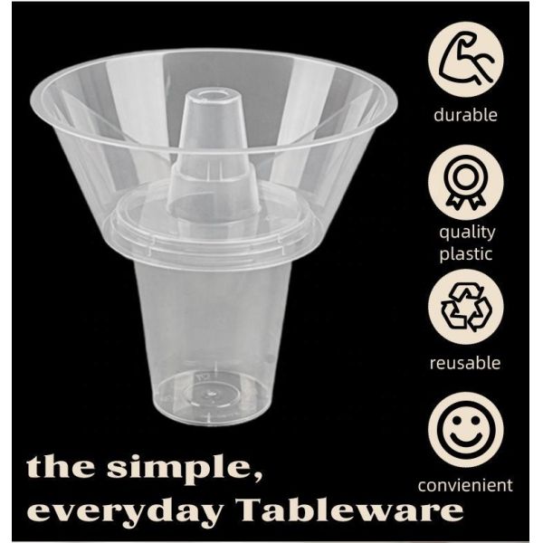 Food Grade All-in-One Disposable Plastic Cups With Bowl for Snack Beverage