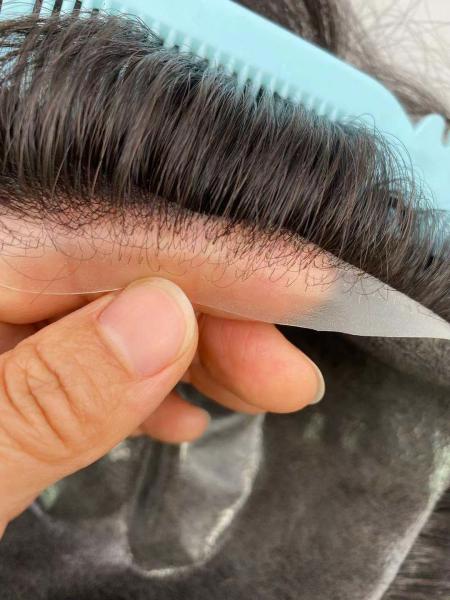 INJECTION Thin Skin V-loop Human Hair Man Toupee Men Wig 1 Piece INDIAN Hair Natural Wave Poly Skin 6inch 8X10INCH FOR SIZE