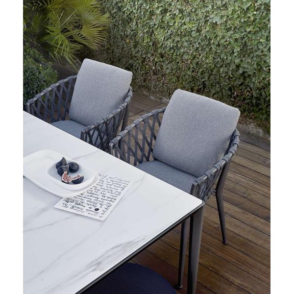 Power Coated Frame Finish Hotel Outdoor Rope Woven Dining Chair for Al Fresco Dining