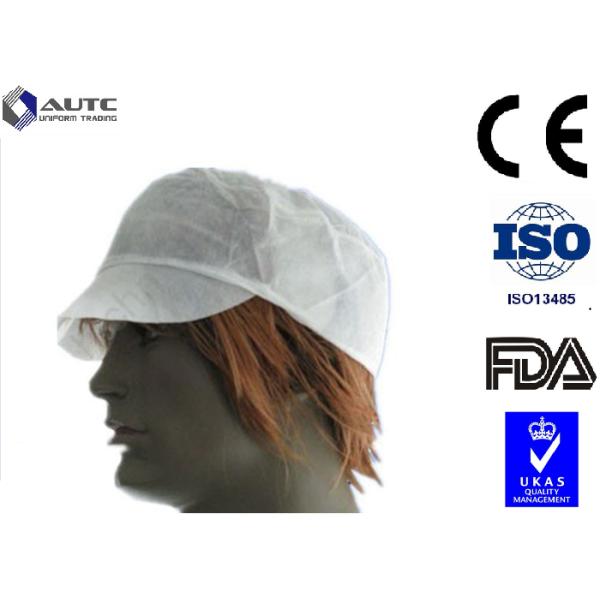 Peak Disposable Medical Caps Stitched Band Repels Fluids With Hair Net