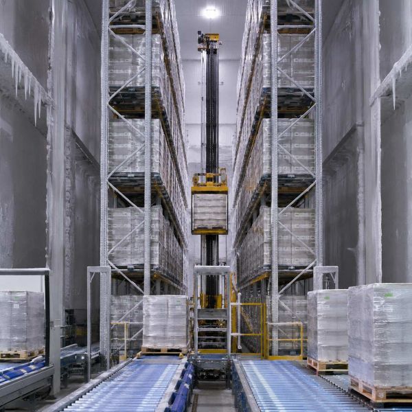 High Bay Cold Storage Racking System 24m Pallet Stacker Crane 1000kg Shelving