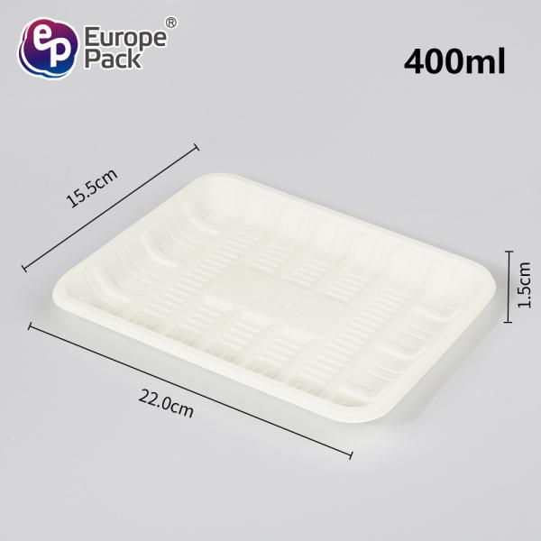 Customized Disposable plastic cornstarch compostable meat trays/food tray/fruit packaging tray for market