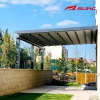 Installation murale Pergola rétractable avec fonctionnement motorisé et oxydation anodique