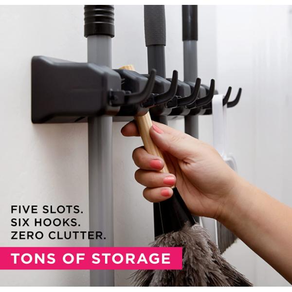 Держатель 447g веника держателя стены 5 крюков держателя инструмента 6 положения очищая