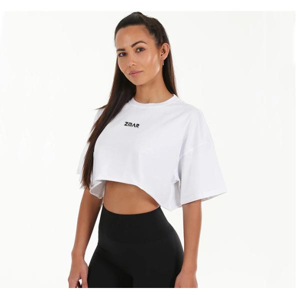 Fashion Cotton Spandex Tee Blank T Shirts Loose Crop T Shirt