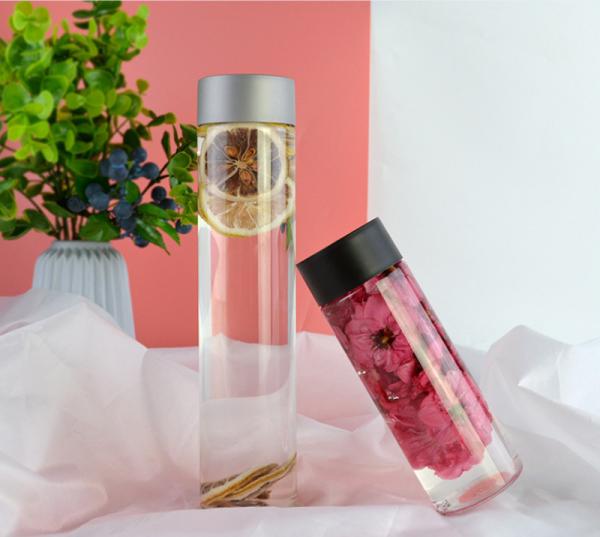 350ml 500ml Voss Style Plastic Juice Bottle With Colored Screw Lid