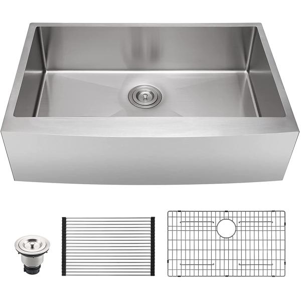 33 Inch Farmhouse Apron Front Kitchen Sink Undermount Deep SS 16 Gauge