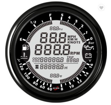 Black 85mm 16V 5 Bar Multi Function Boat Gauge Set Yacht Instrument