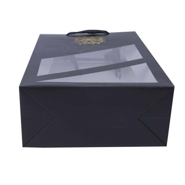 Spot UV Coated Paper Bags With Window , Portable Printed Paper Carrier Bags